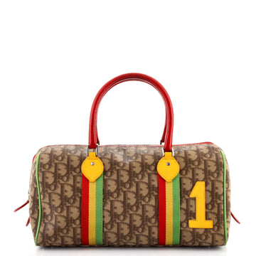 Christian Dior Vintage Rasta Boston Bag Diorissimo Canvas Medium
