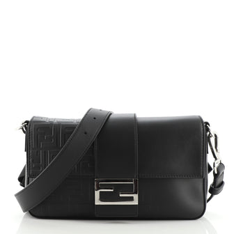 Fendi Baguette Convertible Belt Bag Zucca Embossed Leather Medium