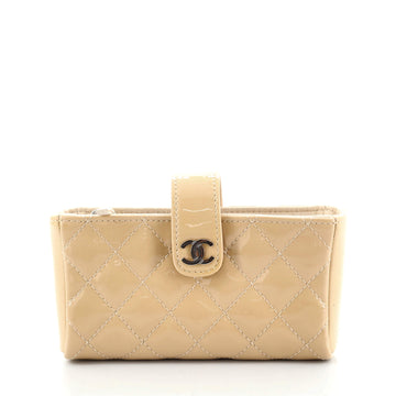 Chanel Phone Holder Clutch Quilted Patent Mini