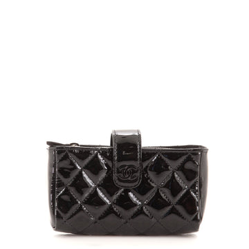 Chanel Phone Holder Clutch Quilted Patent Mini