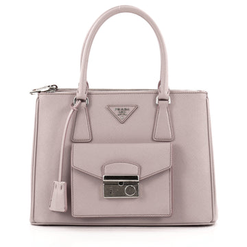 Prada Front Pocket Double Zip Lux Tote Saffiano Leather Small