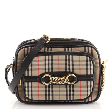 Burberry Link Chain Camera Bag 1983 Knight Check Canvas Small