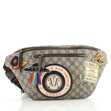 Gucci Courrier Zip Belt Bag GG Coated Canvas with Applique
