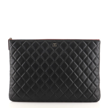 Chanel O Case Clutch Quilted Lambskin Large