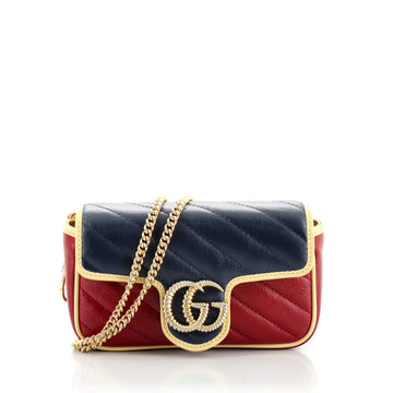 Gucci GG Marmont Flap Bag Diagonal Quilted Leather Super Mini