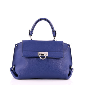 Salvatore Ferragamo Sofia Satchel Pebbled Leather Small