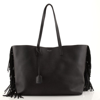 Saint Laurent Fringe Shopper Tote Leather Large