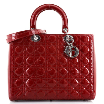Christian Dior Lady Dior Bag Cannage Quilt Patent Large