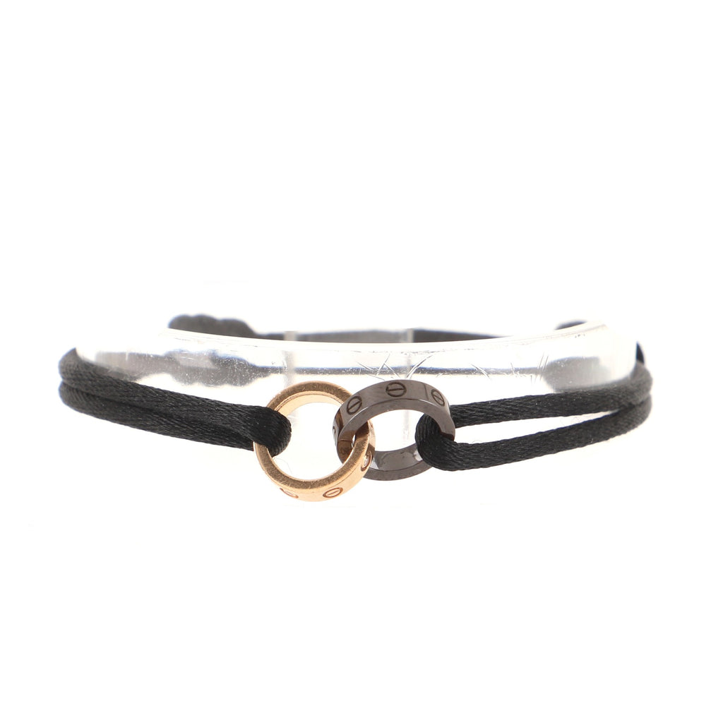 4 On Cord Charity and Ceramic 1071841 Cord Double and with Rings Bracelet 18K Gold Rose Diamonds Diamonds Cartier Love Silk Black
