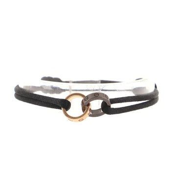 Cartier Charity Love 4 Diamonds Double Rings On Cord Bracelet Silk Cord with 18K Rose Gold and Ceramic and Diamonds