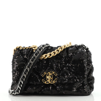 Chanel 19 Flap Bag Quilted Sequins Medium
