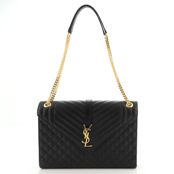 Saint Laurent Classic Monogram Envelope Satchel Quilted Leather Large