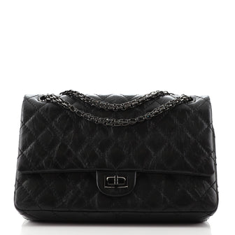 Chanel So Black Reissue 2.55 Flap Bag Quilted Glazed Calfskin 226
