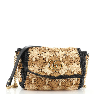 Gucci GG Marmont Flap Bag Raffia Small