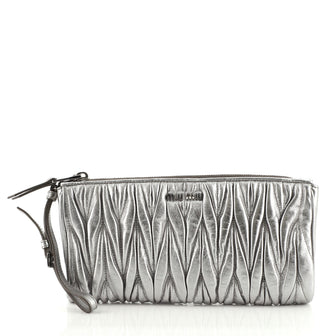 Miu Miu Zip Wristlet Pouch Matelasse Leather