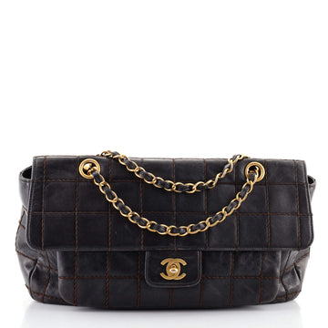 Chanel Front Pocket Chocolate Bar Flap Bag Quilted Lambskin Medium