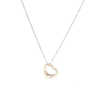 Tiffany & Co. Elsa Peretti Open Heart Pendant Necklace Sterling Silver with Diamonds 16mm