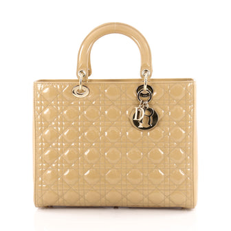 Christian Dior Lady Dior Handbag Cannage Quilt Patent Large