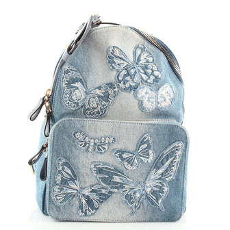 Valentino Garavani, Bags, Valentino Garavani Denim Butterfly Backpack Blue