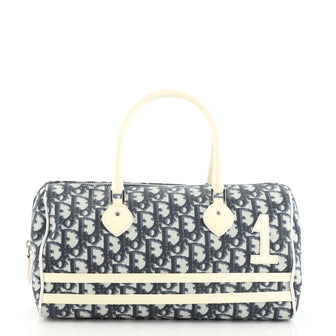 Christian Dior Vintage Trotter Boston Bag Diorissimo Canvas Medium