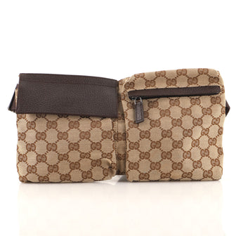 Gucci Vintage Double Belt Bag GG Canvas Small