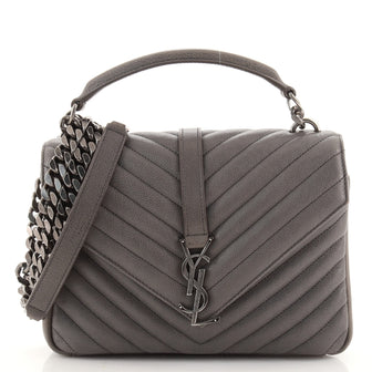 Saint Laurent Classic Monogram College Bag Matelasse Chevron Leather Medium