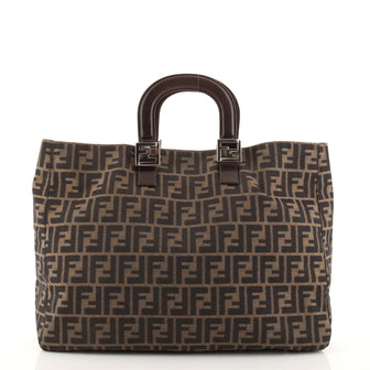 Fendi Vintage FF Handle Tote Zucca Canvas Large