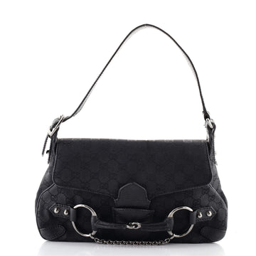 Gucci Horsebit Flap Shoulder Bag GG Canvas Medium