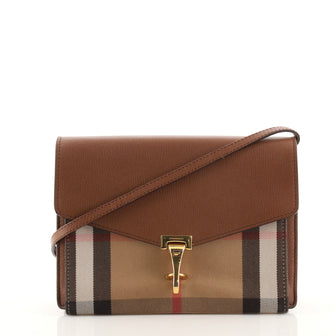 Burberry Macken Crossbody Bag Leather and House Check Canvas Small