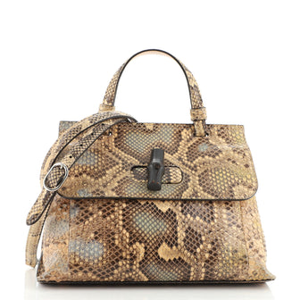 Gucci Bamboo Daily Top Handle Bag Python Small