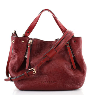 Burberry Maidstone Tote Leather and House Check Canvas Small