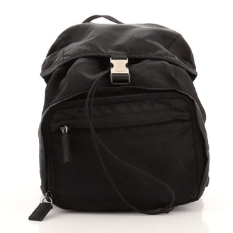 Prada Single Buckle Pocket Backpack Tessuto Small