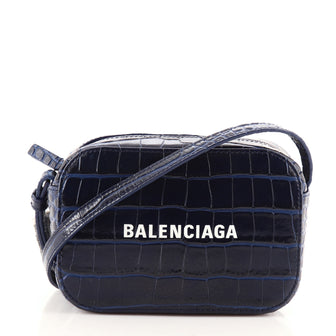 Balenciaga Everyday Camera Bag Crocodile Embossed Leather XS
