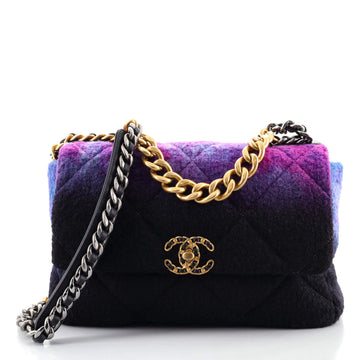 Chanel 19 Flap Bag Quilted Tweed Large