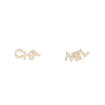 Chanel CHA-NEL Stud Earrings Metal with Crystals