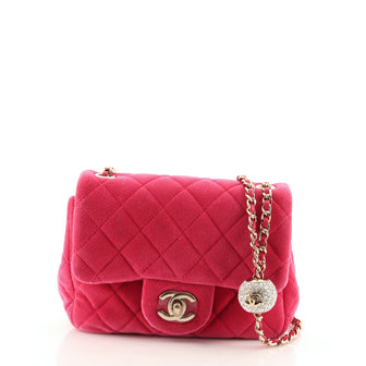 Chanel Pearl Crush Square Flap Bag Quilted Velvet with Crystal Detail Mini