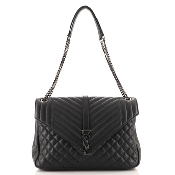 Saint Laurent Classic Monogram Slouchy Envelope Satchel Quilted Leather Large