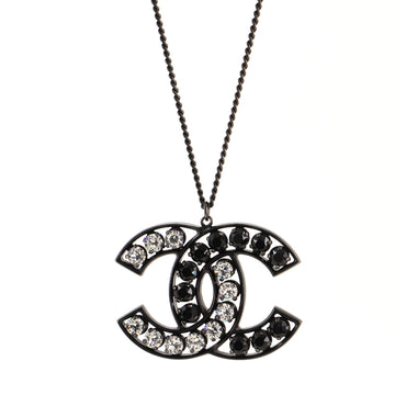 Chanel CC Pendant Necklace Ruthenium with Crystals