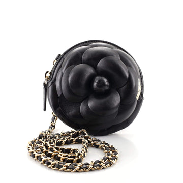 Chanel Camellia Round Clutch with Chain Lambskin