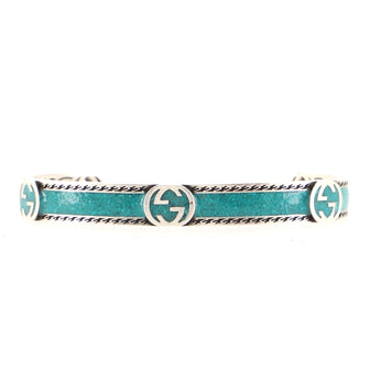 Gucci Interlocking G Cuff Bracelet Sterling Silver with Enamel 