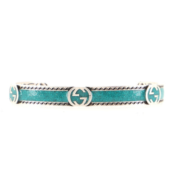 Gucci Interlocking G Cuff Bracelet Sterling Silver with Enamel 