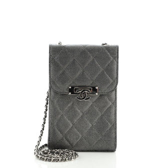 Chanel Golden Class Phone Holder Crossbody Bag Quilted Caviar
