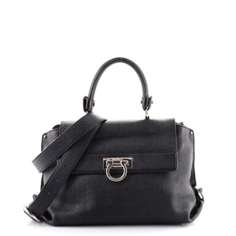 Salvatore Ferragamo Sofia Satchel Pebbled Leather Medium