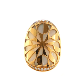 Bvlgari Intarsio Ring 18K Rose Gold with Mother of Pearl and Diamonds