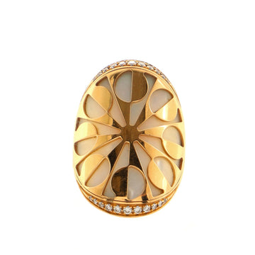 Bvlgari Intarsio Ring 18K Rose Gold with Mother of Pearl and Diamonds