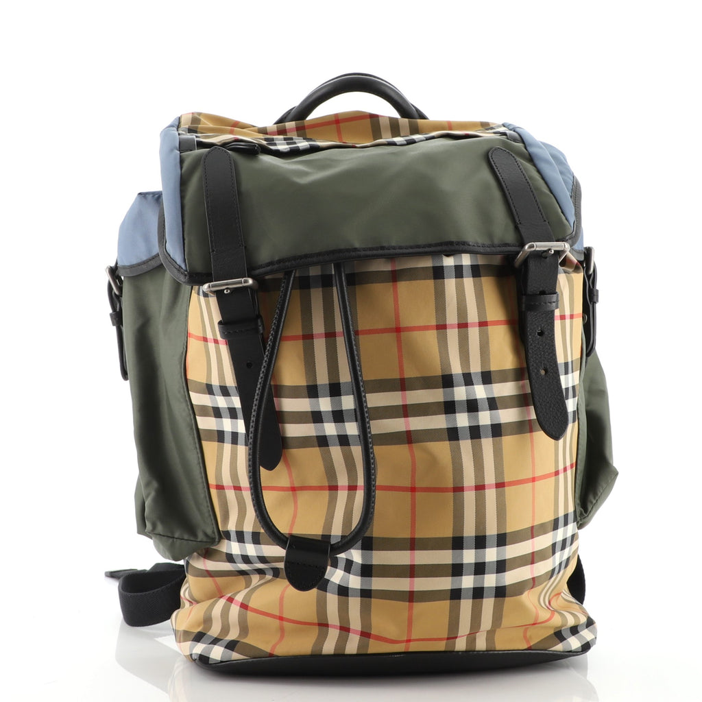burberry ranger leather backpack Burberry Ranger Backpack Vintage Check Nylon and Leather Small 107457