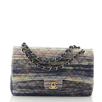 Chanel Classic Double Flap Bag Multicolor Quilted Denim Medium