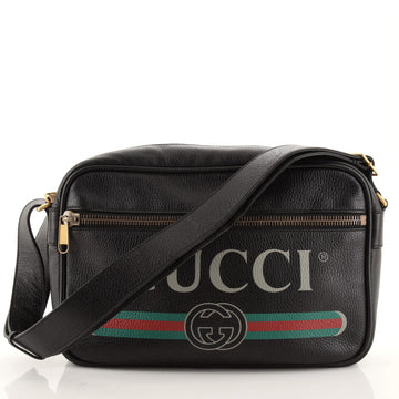 Gucci Logo Shoulder Bag Printed Leather