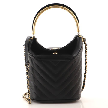 Chanel Handle with Chic Bucket Bag Chevron Lambskin