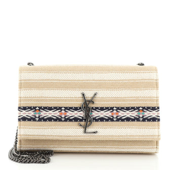 Saint Laurent Classic Monogram Crossbody Bag Striped Canvas Medium